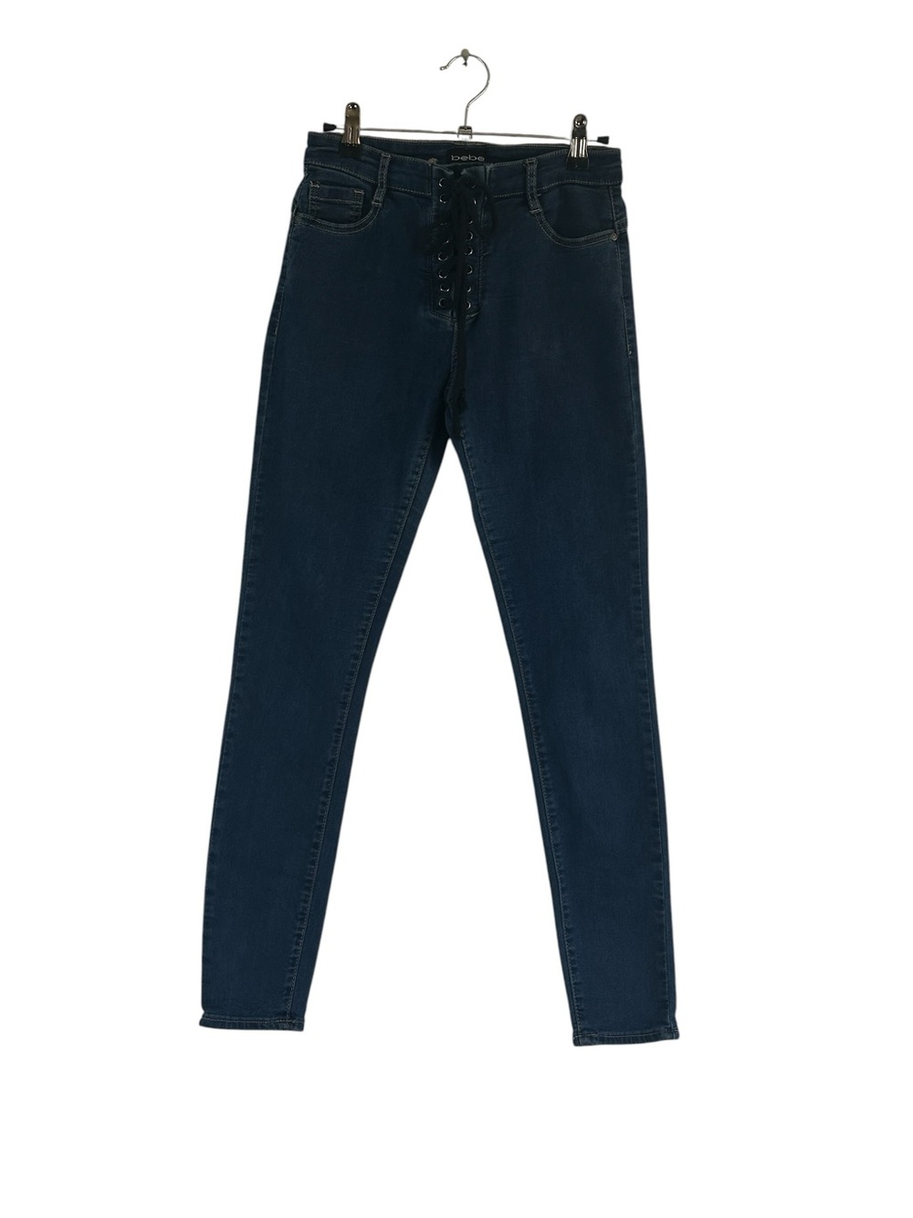 Bebe Lace-Up Skinny Jeans Dark Wash Stretch Denim Y2K Women’s READ